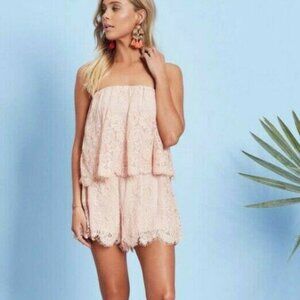 Lovers + Friends Kristina Strapless Lace Romper